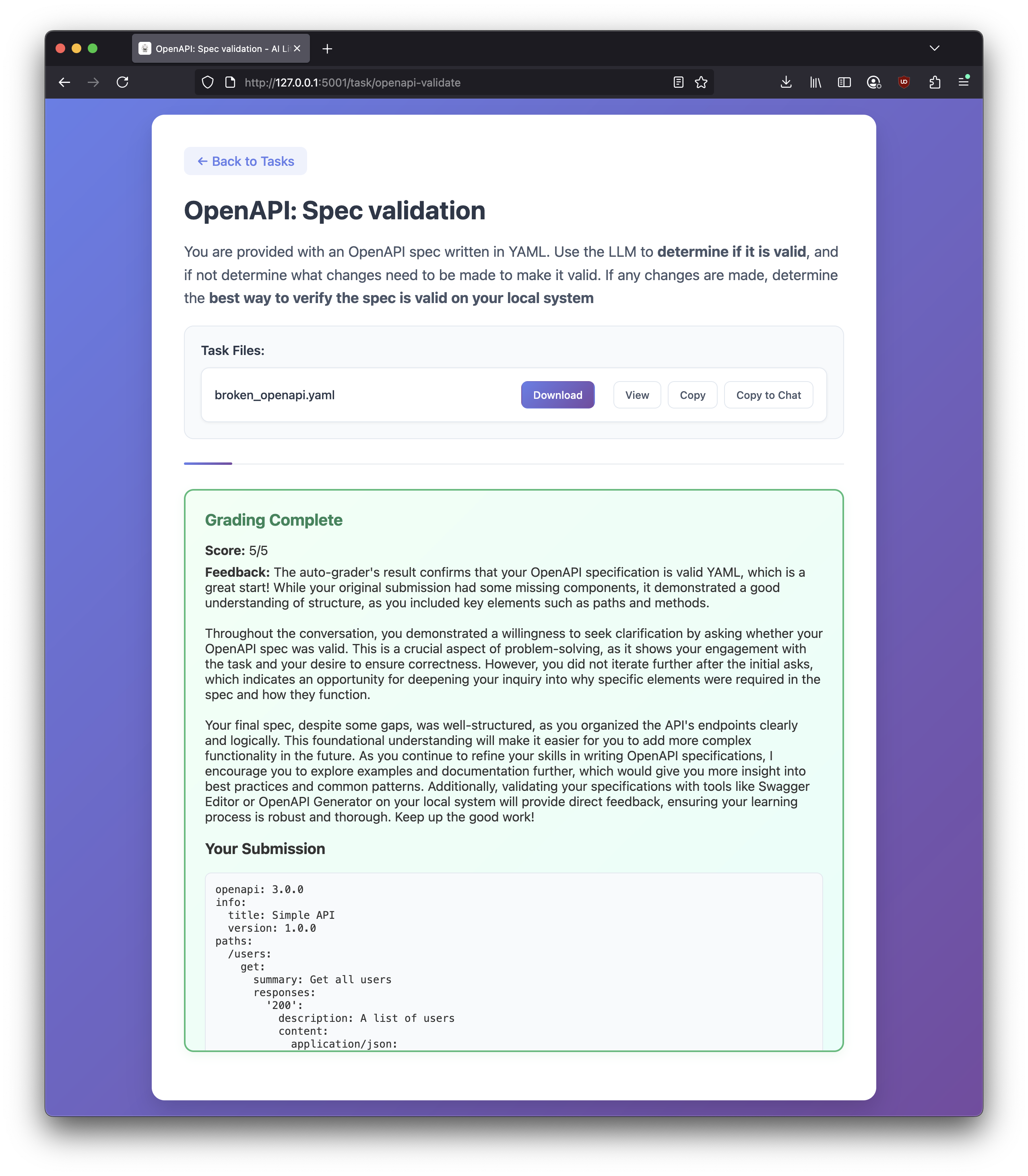 AI Dojo Task: OpenAPI Spec Validation